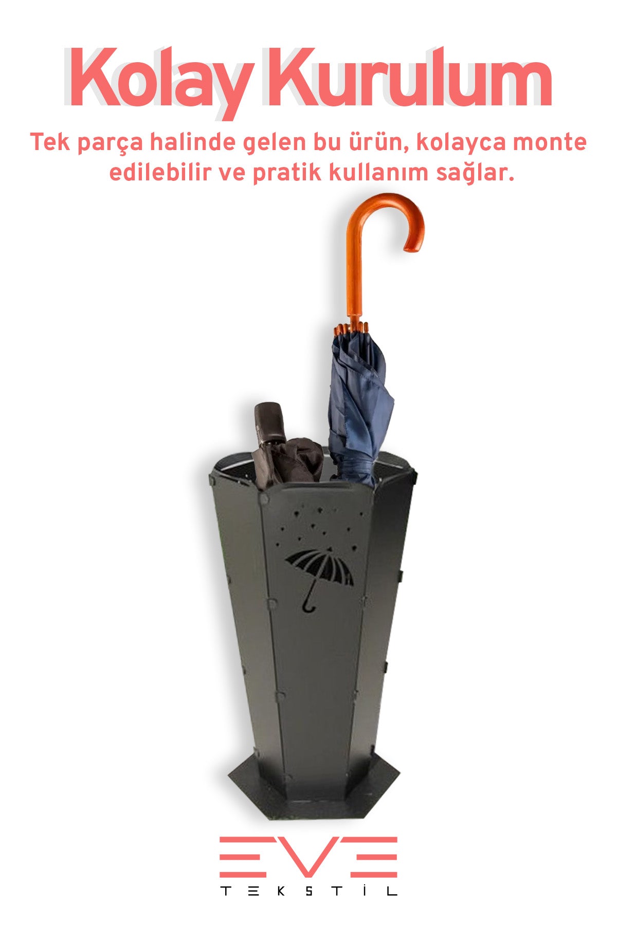 Lüx Dış ve İç Mekana Uygun Şemsiye Desenli Paslanmaz Şemsiyelik