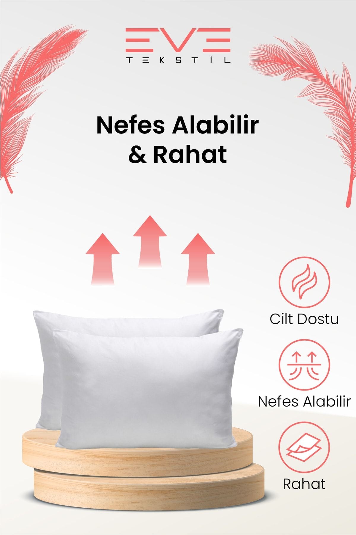 2 Adet Roll Pack Microfiber Silikon Yastık 50x70 900 gr