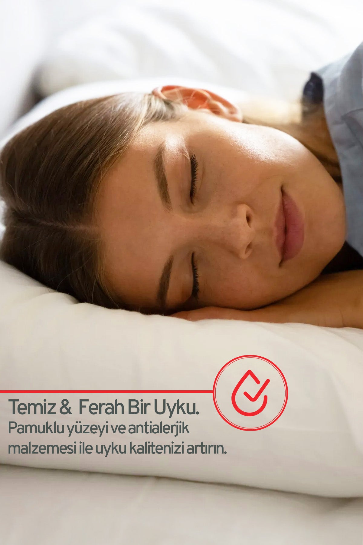 1 Adet Silikon Elyaf Nonwoven Yıkanabilir Antialerjik Vakumlu Yastık Seti 50x70cm 600 gr