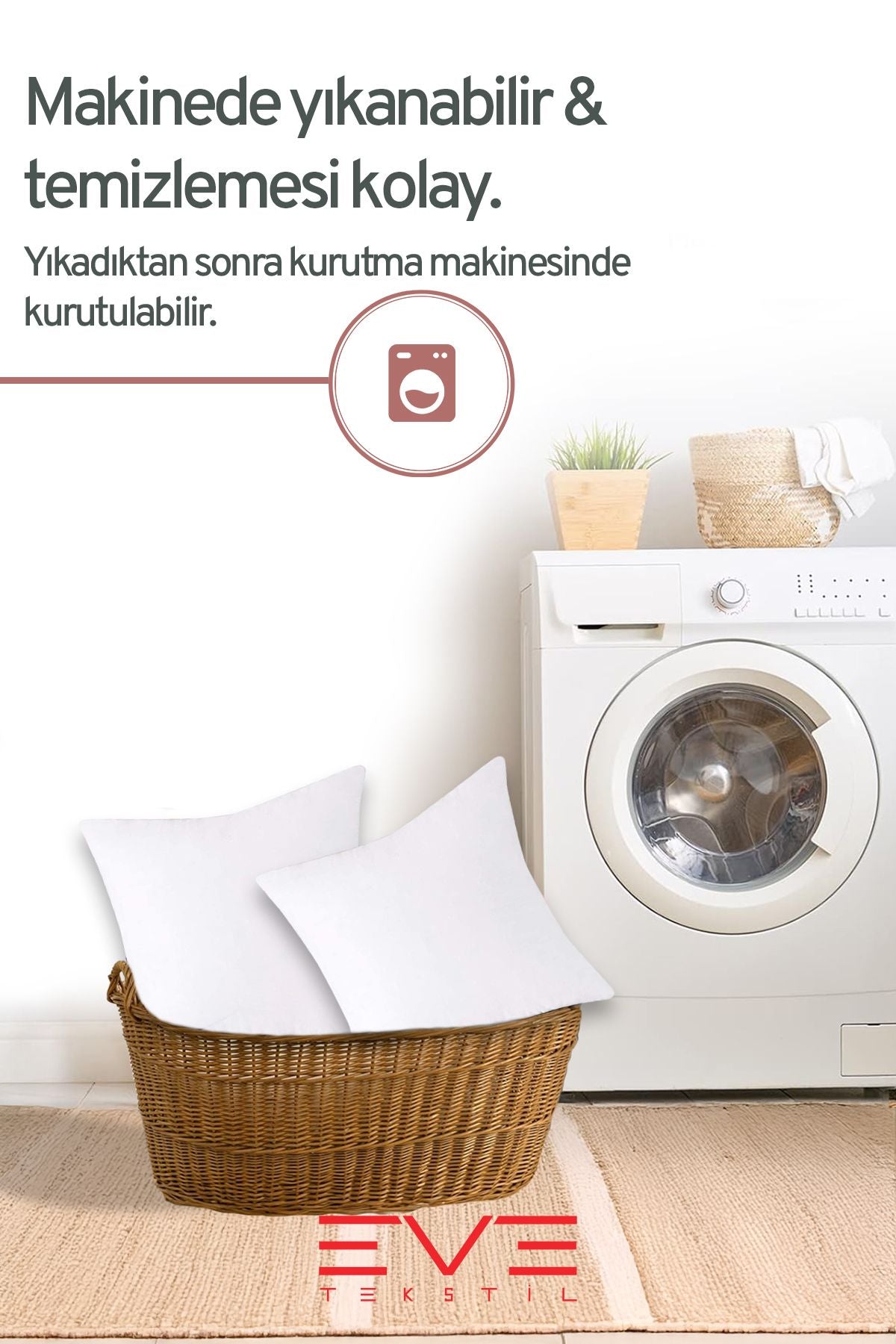 2 Adet Throw Serisi Antialerjik %100 Silikon Elyaf Dolgulu Kırlent Iç Kare Yastık 45x45cm 350gr