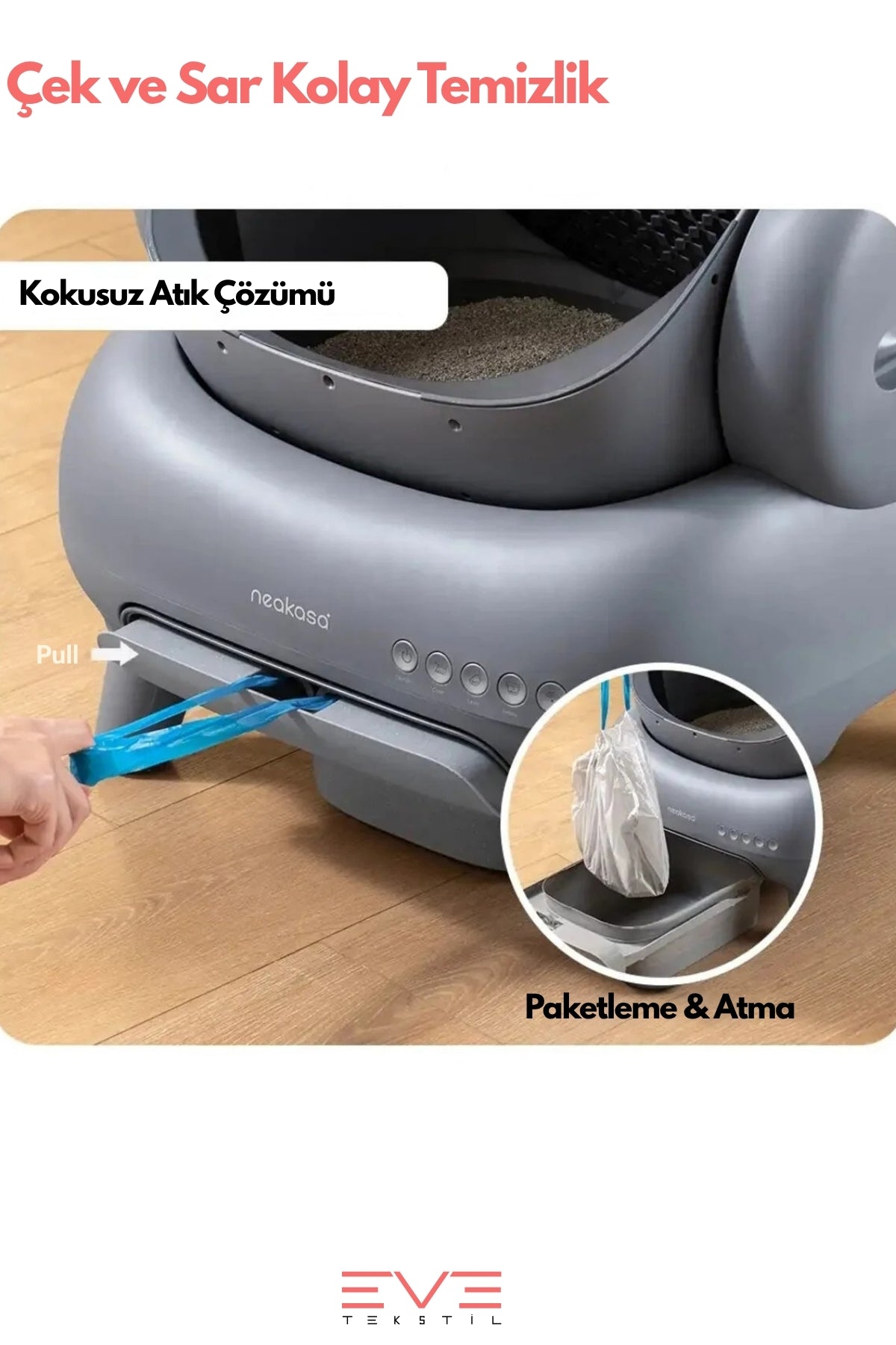 Elektronik Telefon Kontrollü Üstü Açık Kendi Kendini Temizleyen Akıllı Kedi Tuvaleti Kum Kabı