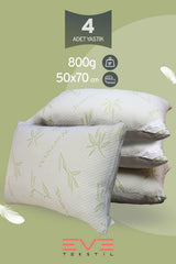4 Adet Bamboo Serisi Kılıflı Fermuarlı Yıkanabilir Antialerjik Nano Elyaf Yastık 50x70cm 800 gr