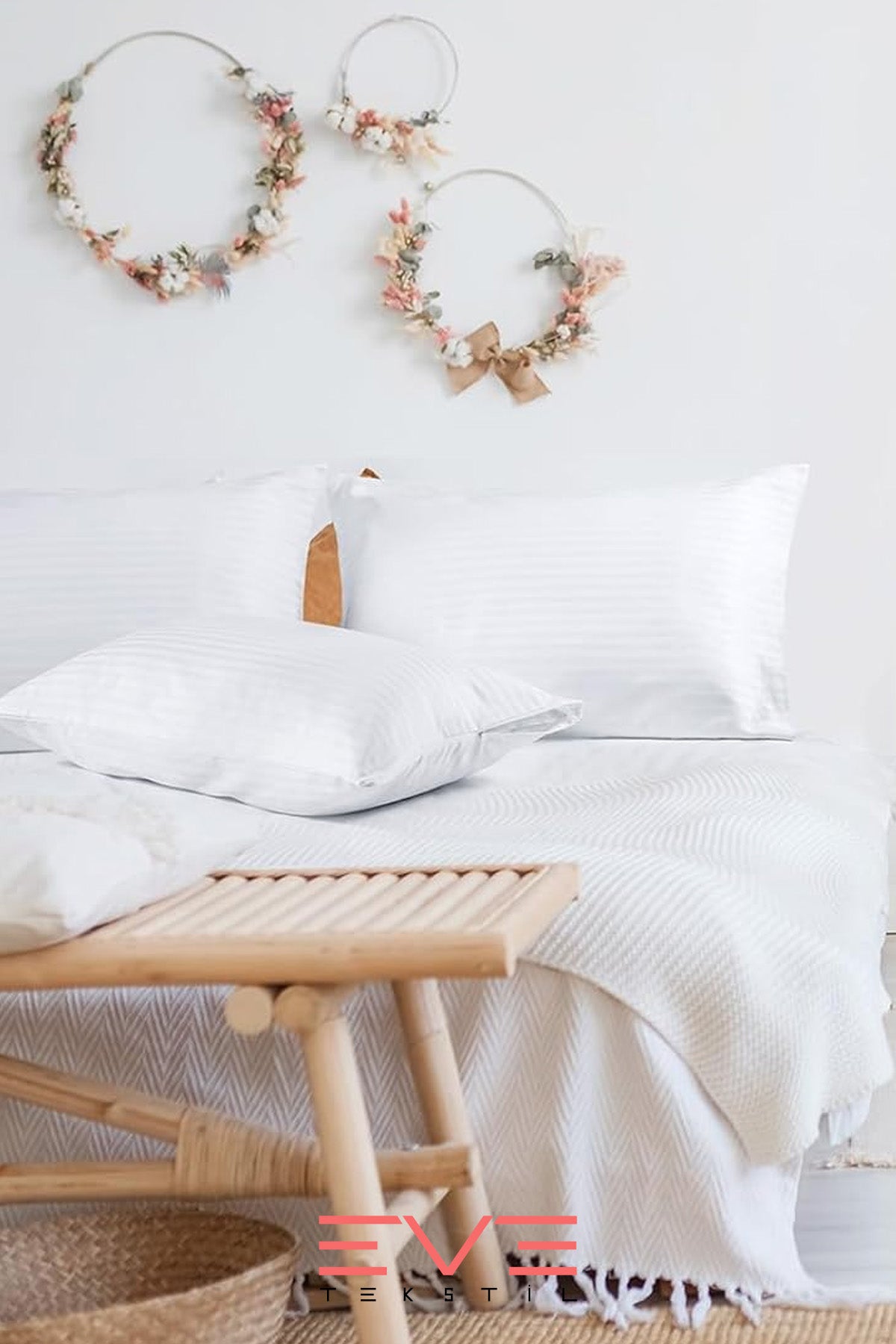 6 Adet Çizgili Pamuk Saten Antibakteriyel Fermuarlı Yıkanabilir Otel Lüks Yastık Kılıfı 50x70cm