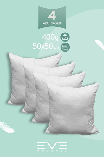 4 Adet Diamant Plus Kare Kırlent Yıkanabilir Antialerjik Silikon Elyaf Yastık 40x40cm 400 gr