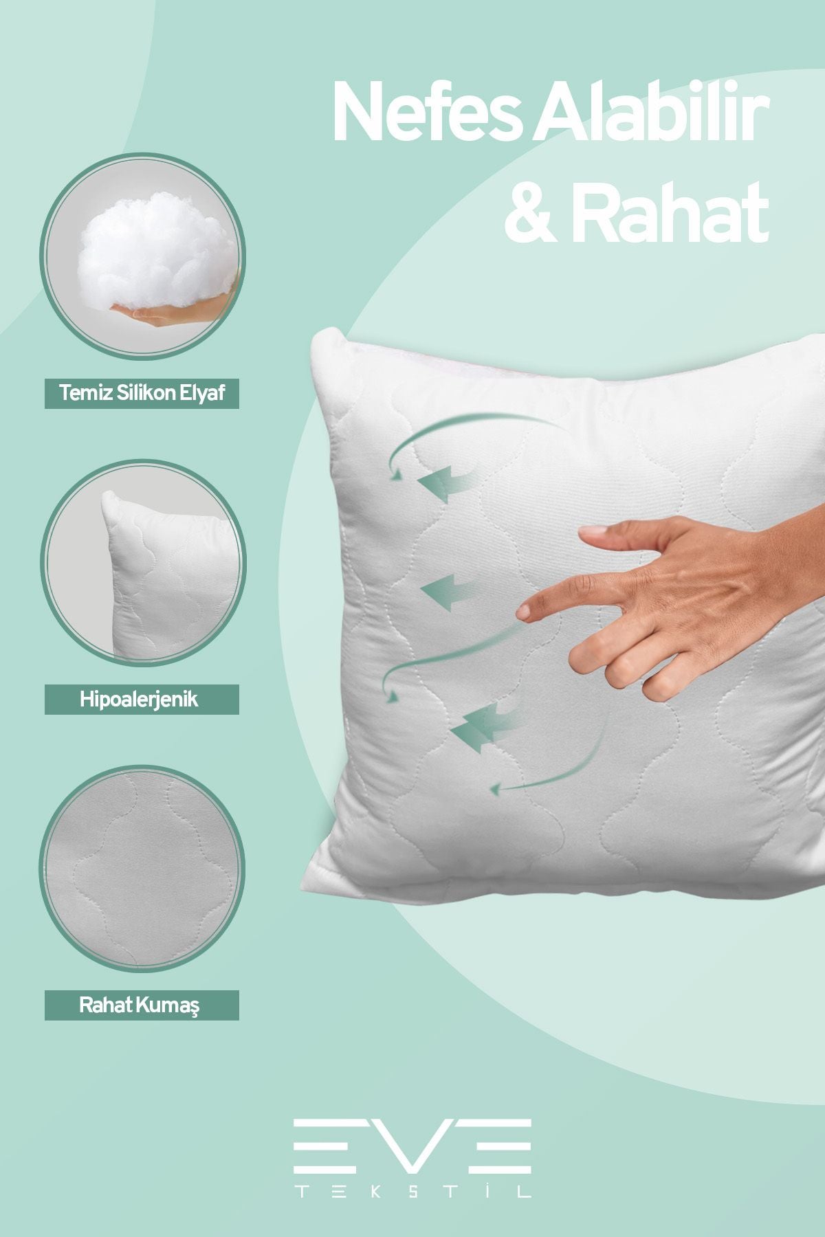 4 Adet Diamant Plus Kare Kırlent Yıkanabilir Antialerjik Silikon Elyaf Yastık 40x40cm 400 gr
