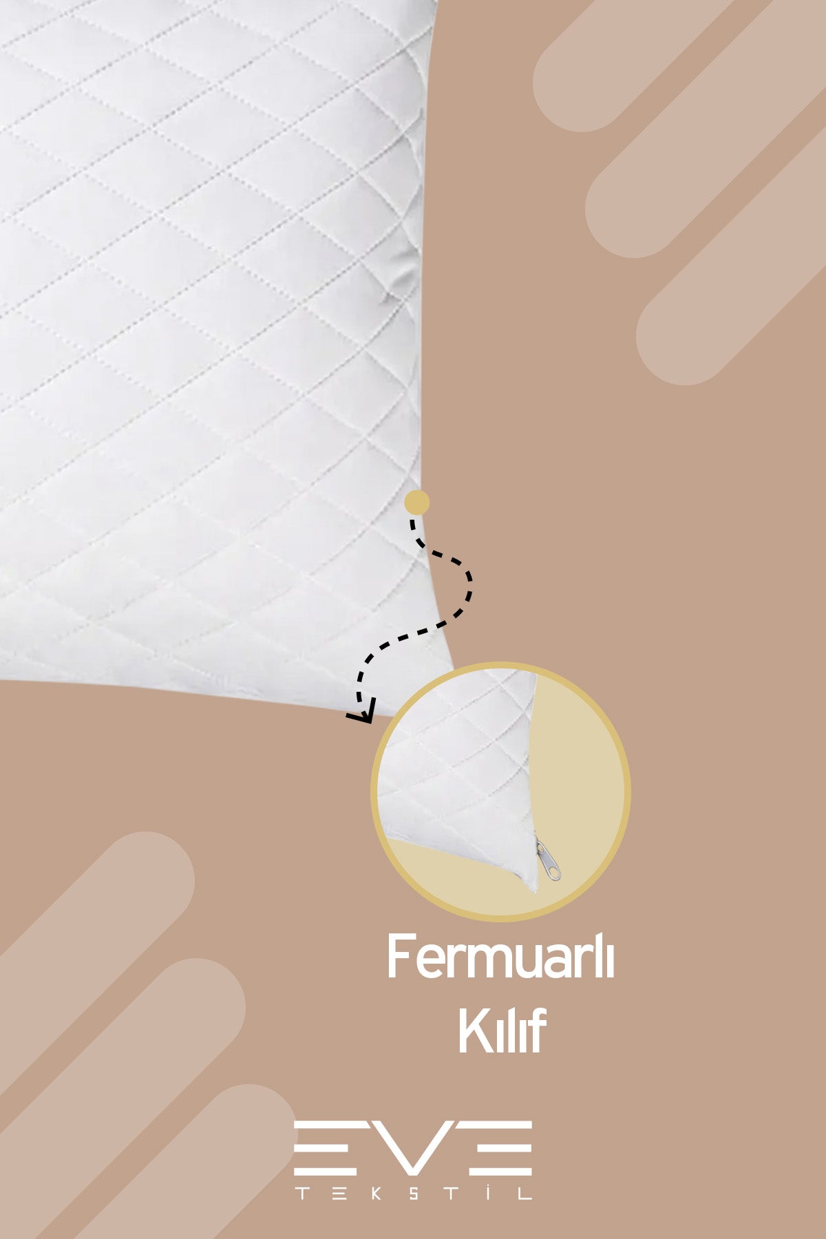 4 Adet Diamon Kapitone Antibakteriyel Fermuarlı Yıkanabilir Otel Lüks Yastık Kılıfı 50x70cm