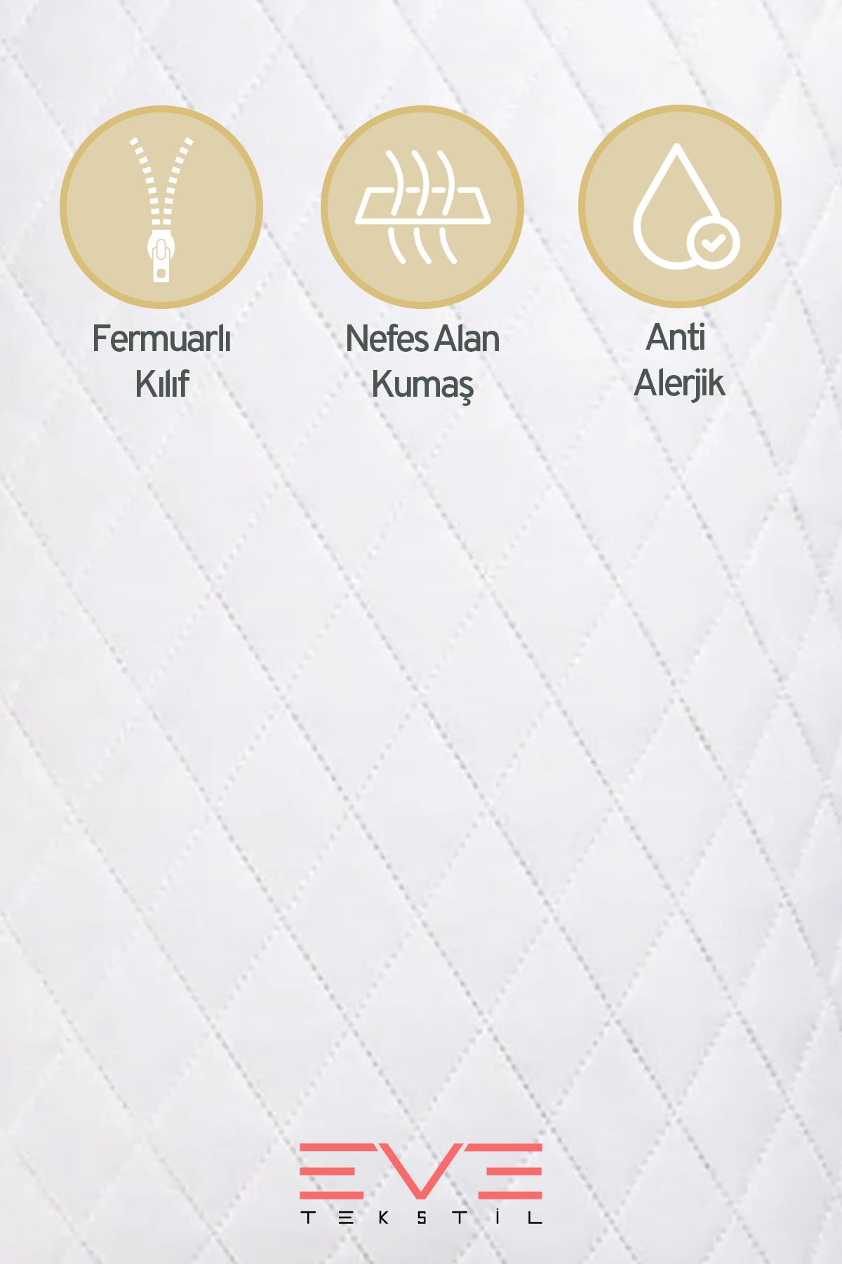 4 Adet Diamon Kapitone Antibakteriyel Fermuarlı Yıkanabilir Otel Lüks Yastık Kılıfı 50x70cm