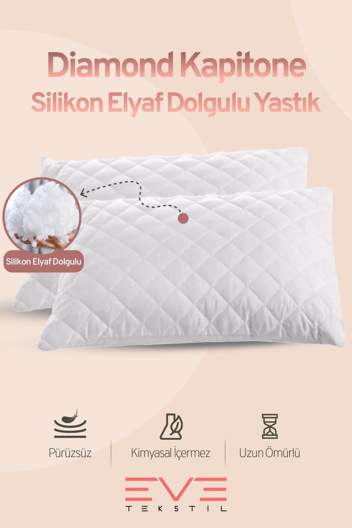 4 Adet Diamond Kalite Kapitone Yastık 50*70 Cm 800 gr