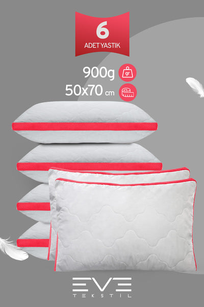 6 Adet Pembe Serisi Kılıflı Fermuarlı Klimali Antialerjik Silikon Nano Elyaf Yastık 50x70cm