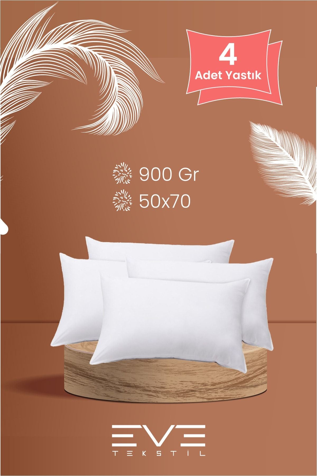 4 Adet Pollycotton Kılıflı Silikon Yastık 50 X 70 Cm 900 gr