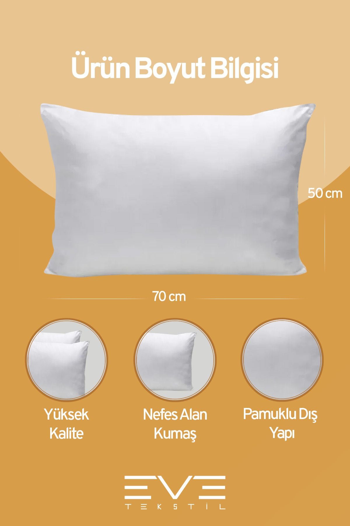 Silikon Elyaf Dolgulu Vakumlu AntiAlerjik Yüksek Dolgulu Yastık 50x70cm 1000 gr