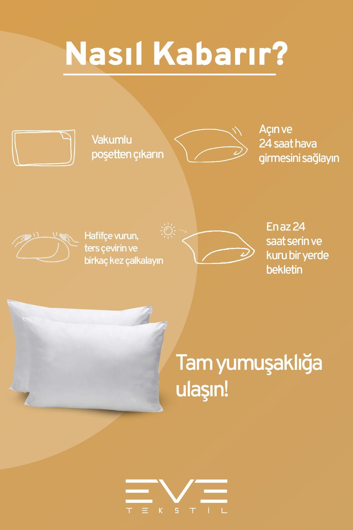 Silikon Elyaf Dolgulu Vakumlu AntiAlerjik Yüksek Dolgulu Yastık 50x70cm 1000 gr