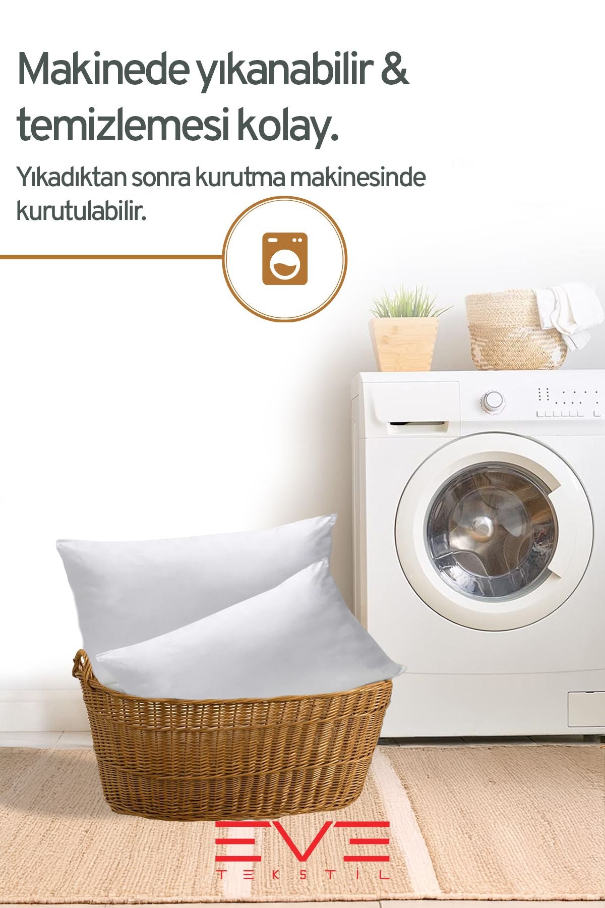 Silikon Elyaf Dolgulu Vakumlu AntiAlerjik Yüksek Dolgulu Yastık 50x70cm 1000 gr