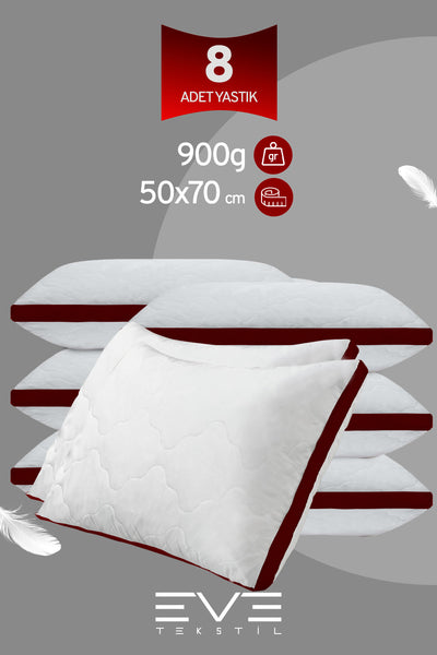 8 Adet Klimax Bordo Serisi Kılıflı Fermuarlı Klimali Antialerjik Silikon Nano Elyaf Yastık 50x70cm
