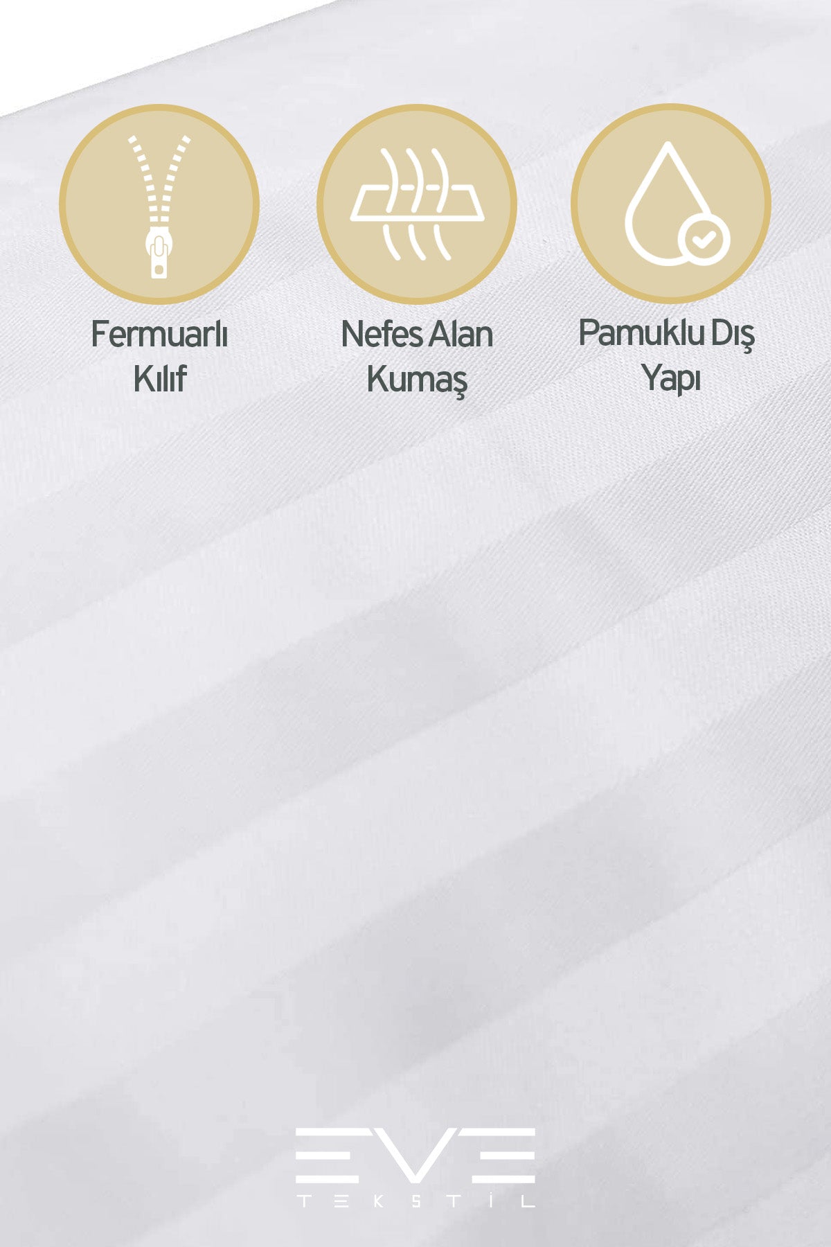 8 Adet Çizgili Pamuk Saten Antibakteriyel Fermuarlı Yıkanabilir Otel Lüks Yastık Kılıfı 50x70cm