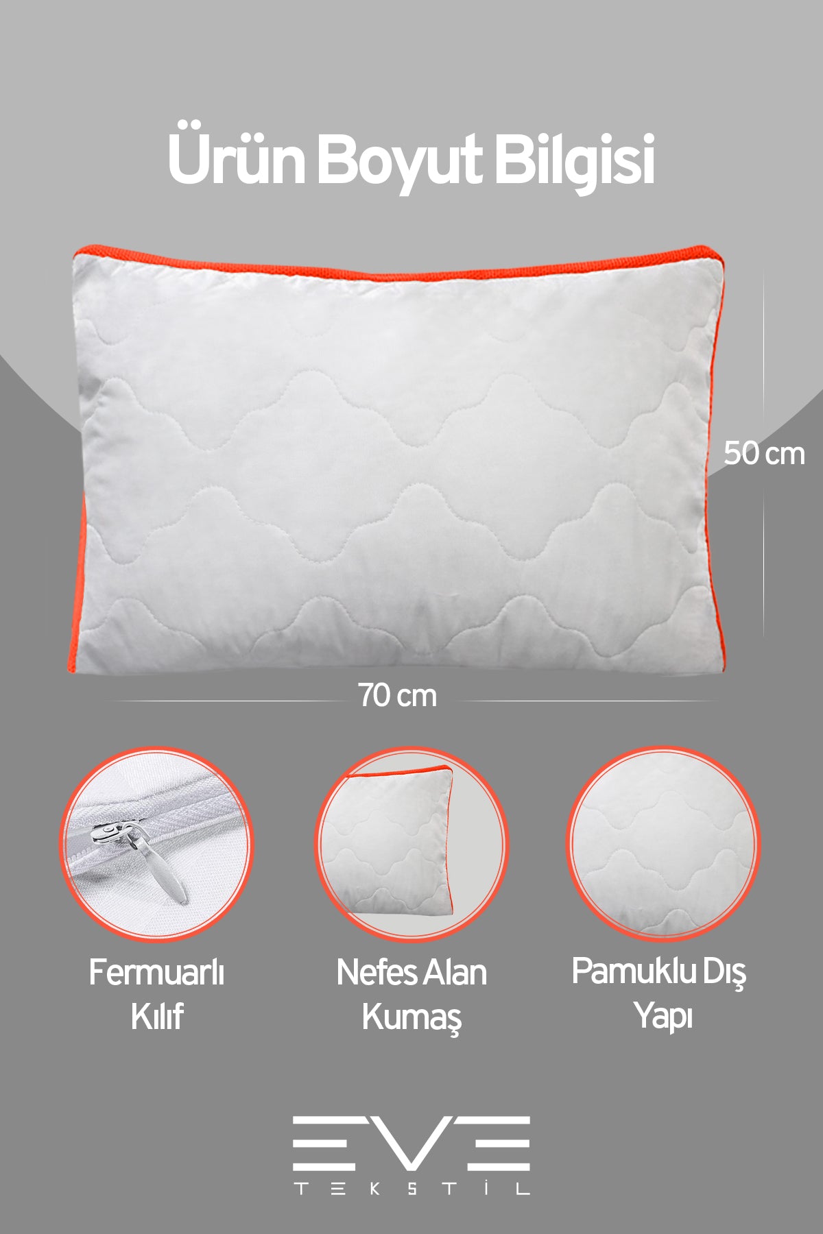 8 Adet Klimax Turuncu Serisi Kılıflı Fermuarlı Klimali Antialerjik Silikon Nano Elyaf Yastık 50x70cm