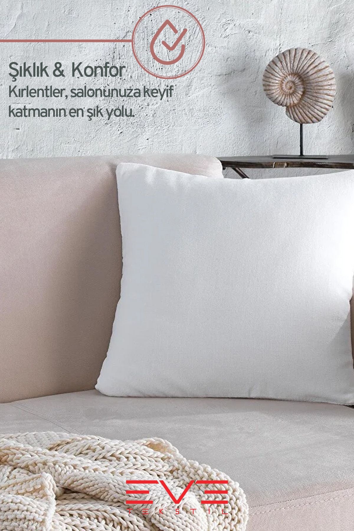 6 Adet Throw Serisi Antialerjik %100 Silikon Elyaf Dolgulu Kırlent Iç Kare Yastık 45x45cm 350gr