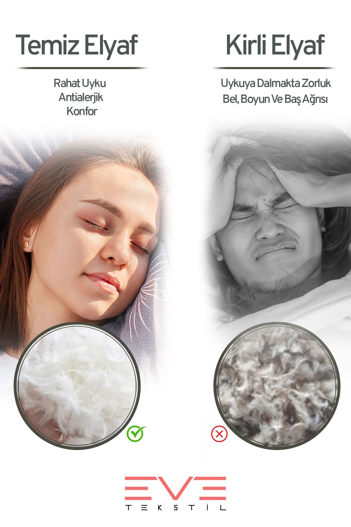 8 Adet Bamboo Serisi Kılıflı Fermuarlı Yıkanabilir Antialerjik Silikon Elyaf Yastık 50x70cm 800 gr