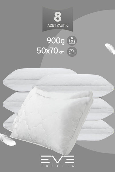 8 Adet Klimax Beyaz Serisi Kılıflı Fermuarlı Klimali Antialerjik Silikon Nano Elyaf Yastık 50x70cm
