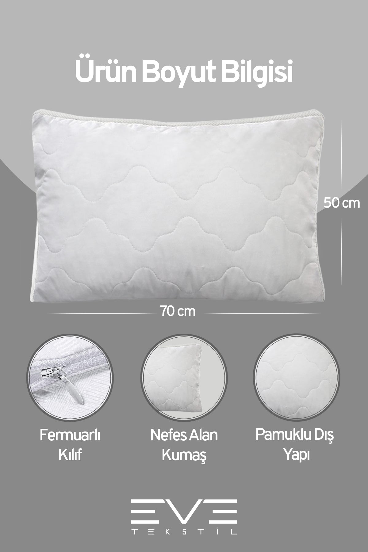10 Adet Klimax Beyaz Serisi Kılıflı Fermuarlı Klimali Antialerjik Silikon Nano Elyaf Yastık 50x70cm