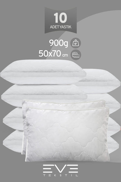 10 Adet Klimax Beyaz Serisi Kılıflı Fermuarlı Klimali Antialerjik Silikon Nano Elyaf Yastık 50x70cm