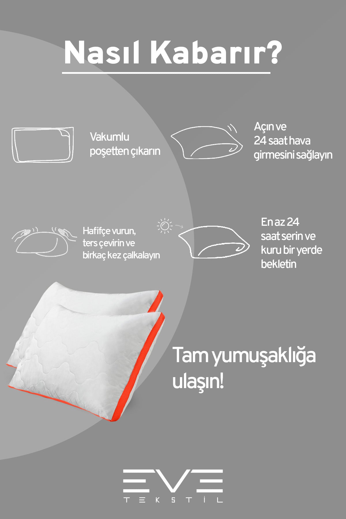 10 Adet Klimax Turuncu Serisi Kılıflı Fermuarlı Klimali Antialerjik Silikon Nano Elyaf Yastık 50x70cm