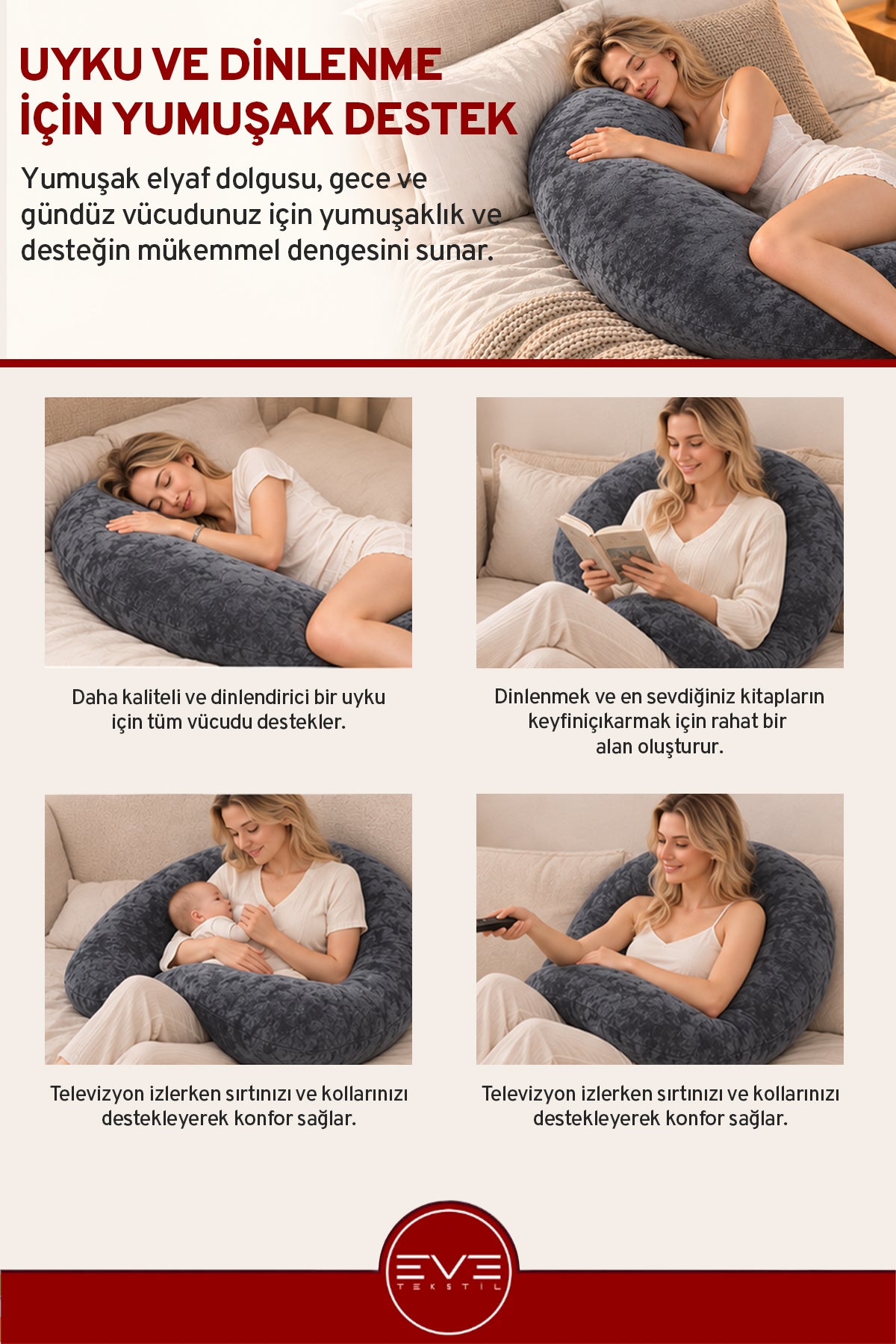 AY HAMİLE& EMZİRME YASTIĞI GRİ