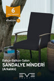 Bahçe - Salon - Balkon Arkalıklı Fermuarlı Bağlanabilir Yıkanabilir Sandalye Minderi 6 Adet