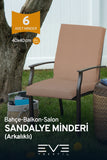 Bahçe - Salon - Balkon Arkalıklı Fermuarlı Bağlanabilir Yıkanabilir Sandalye Minderi 6 Adet