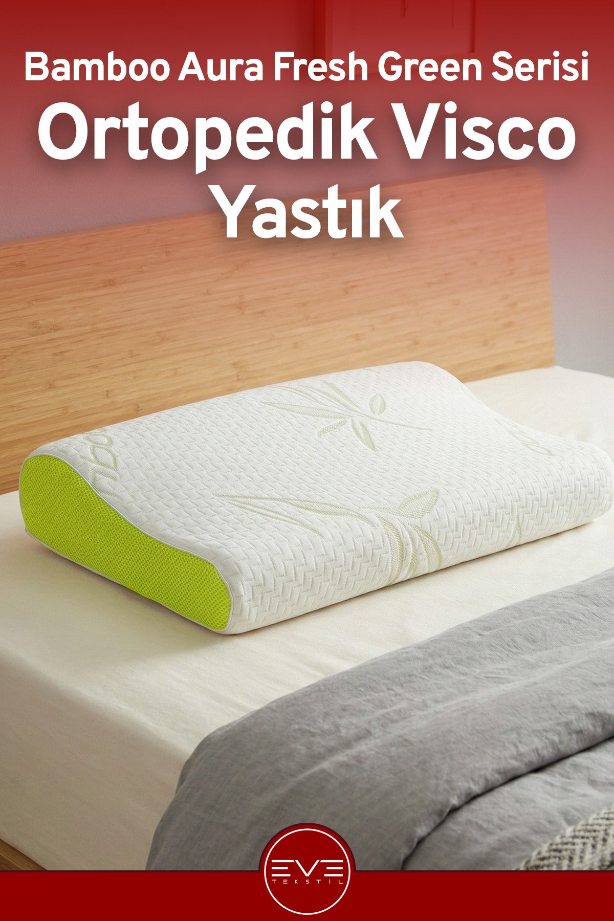 Bamboo Aura Fresh Green Ortopedik Visco Yastık (60x40x10 cm)