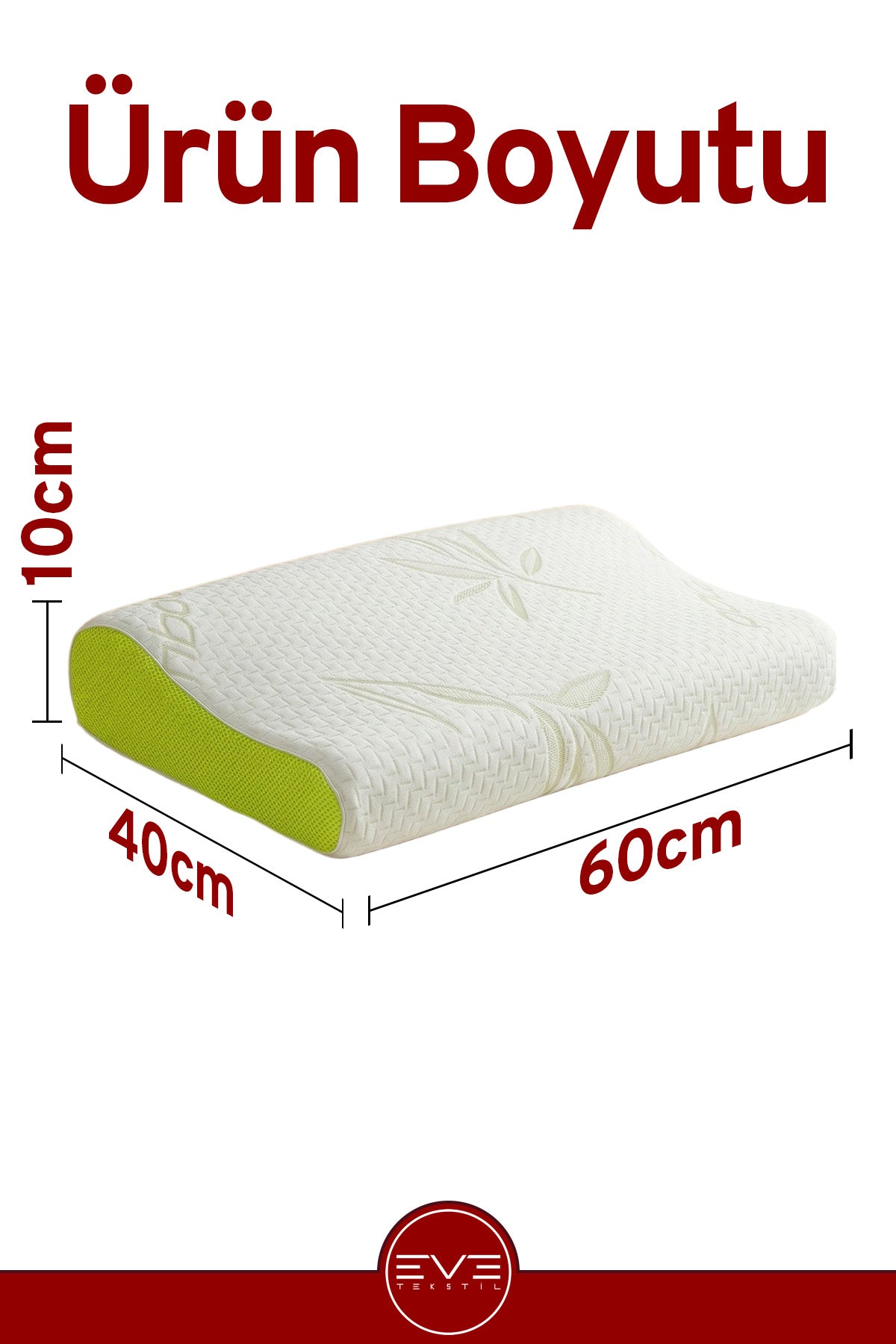 Bamboo Aura Fresh Green Ortopedik Visco Yastık (60x40x10 cm)