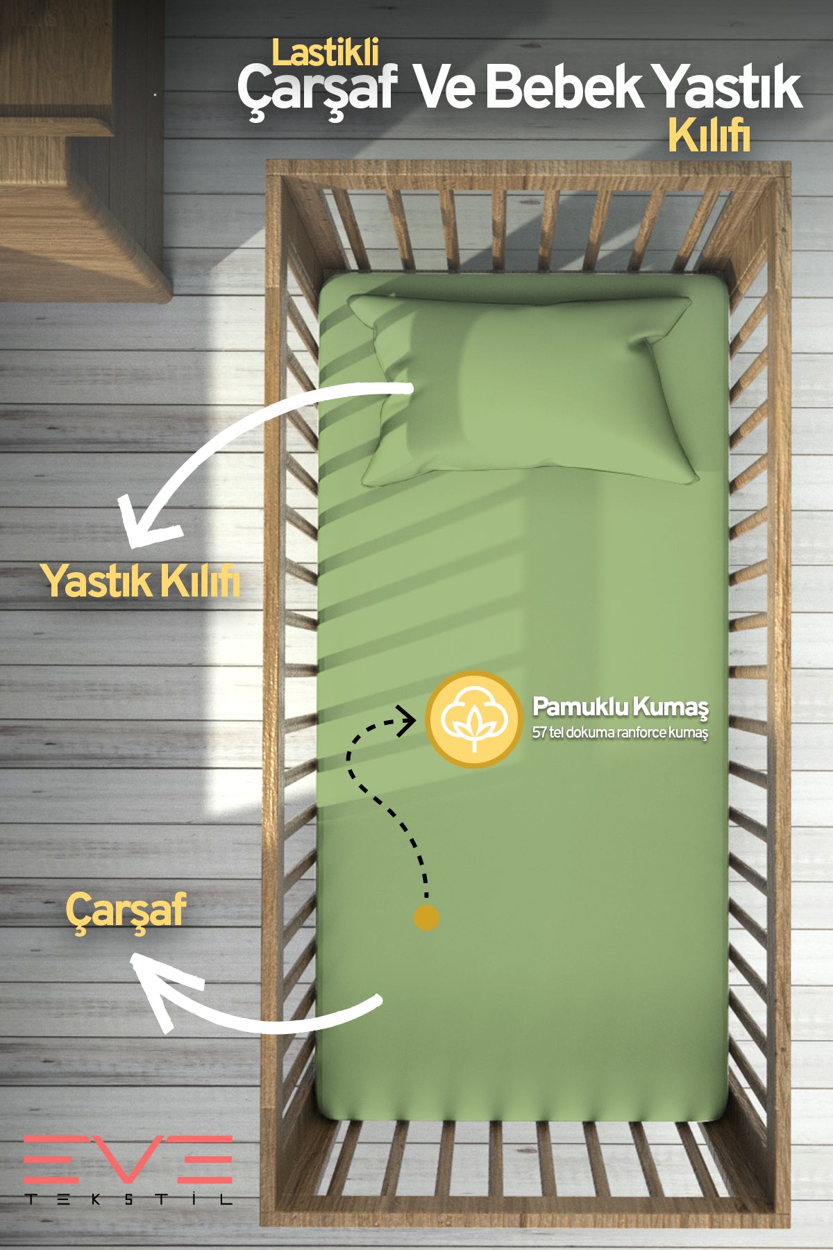 Bebek & Çocuk Antialerjik Pamuklu RanForce Lastikli Çarşaf ve Yastık Kılıfı Takımı