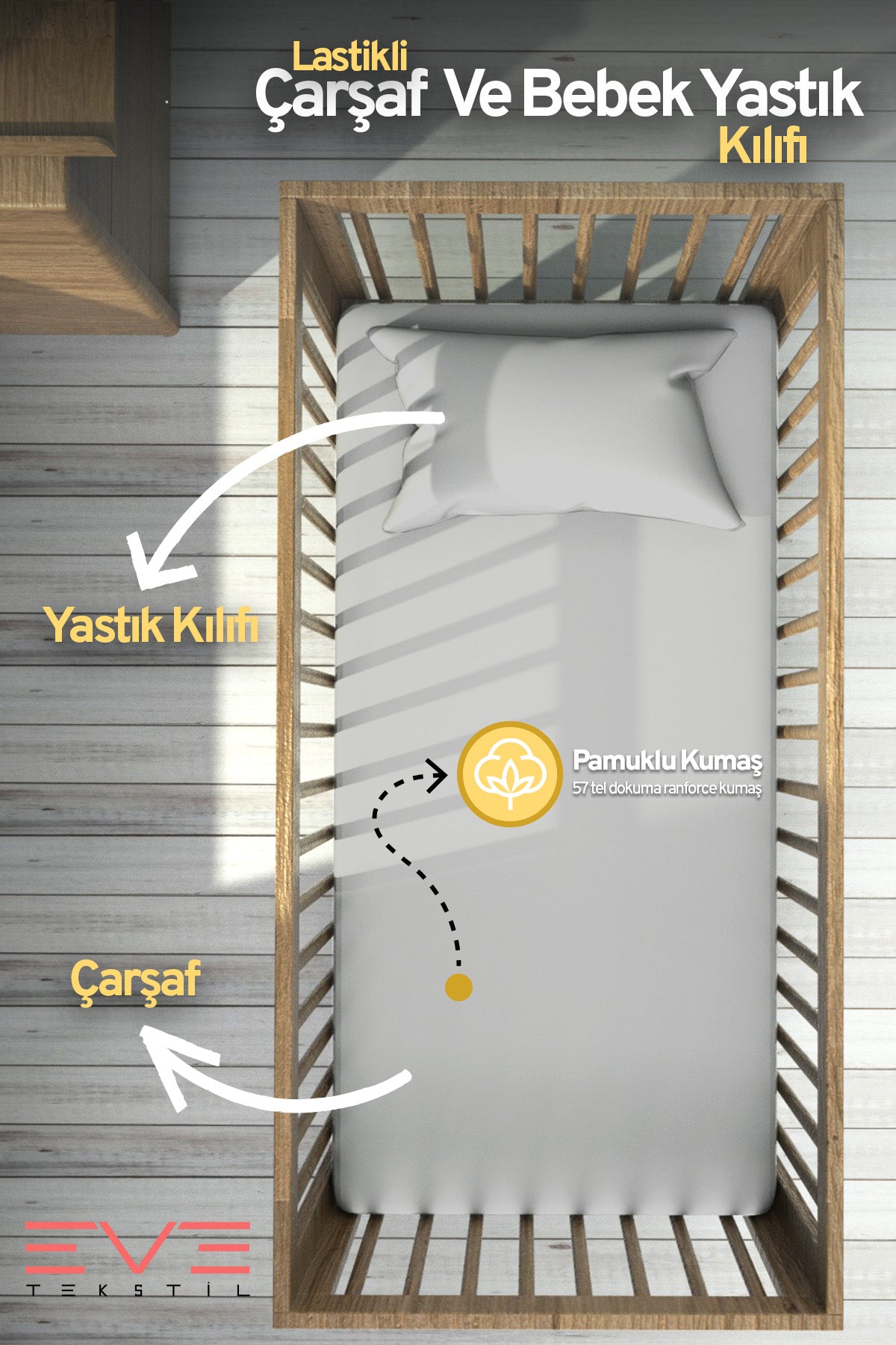 Bebek & Çocuk Antialerjik Pamuklu RanForce Lastikli Çarşaf ve Yastık Kılıfı Takımı
