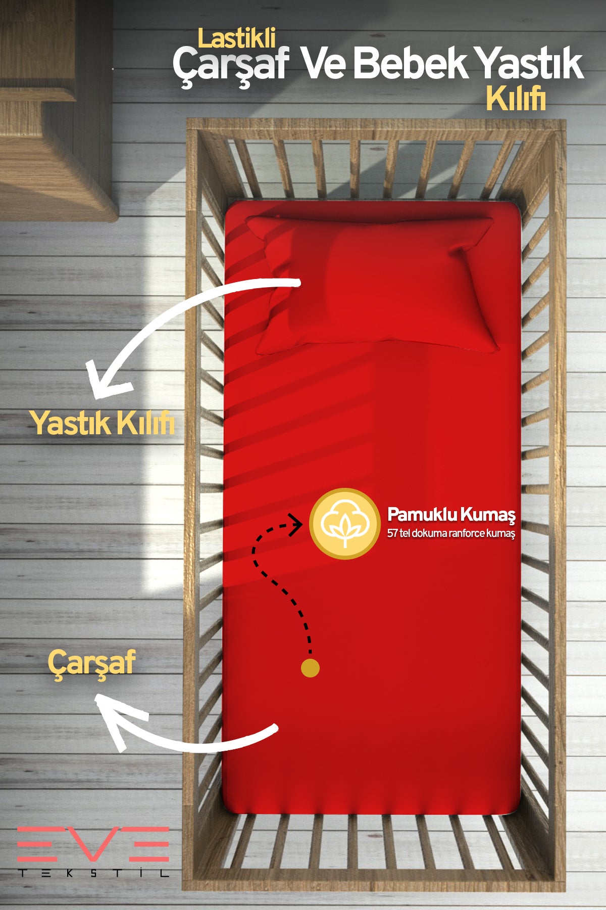 Bebek & Çocuk Antialerjik Pamuklu RanForce Lastikli Çarşaf ve Yastık Kılıfı Takımı