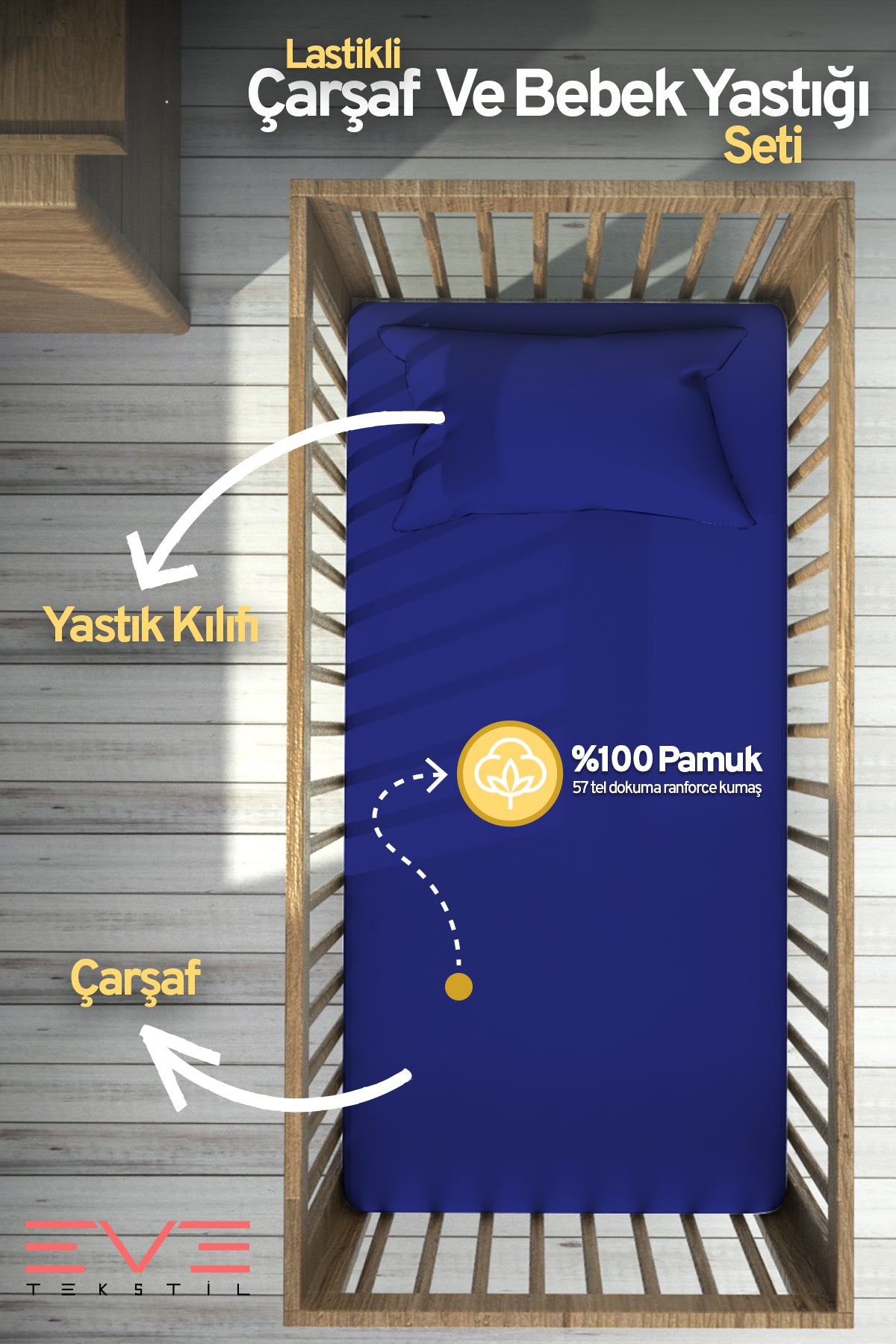 Bebek & Çocuk Antialerjik Pamuklu RanForce Lastikli Çarşaf ve Yastık Kılıfı Takımı