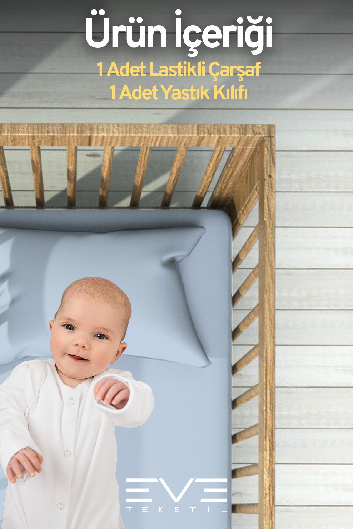 Bebek & Çocuk Antialerjik Pamuklu RanForce Lastikli Çarşaf ve Yastık Kılıfı Takımı