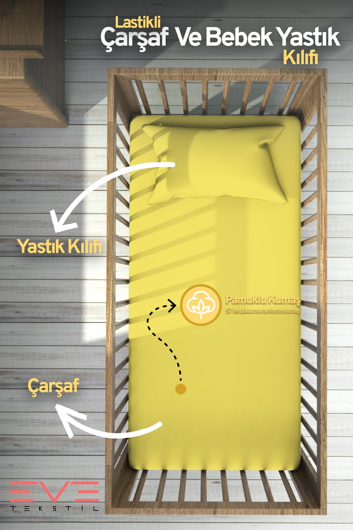 Bebek & Çocuk Antialerjik Pamuklu RanForce Lastikli Çarşaf ve Yastık Kılıfı Takımı