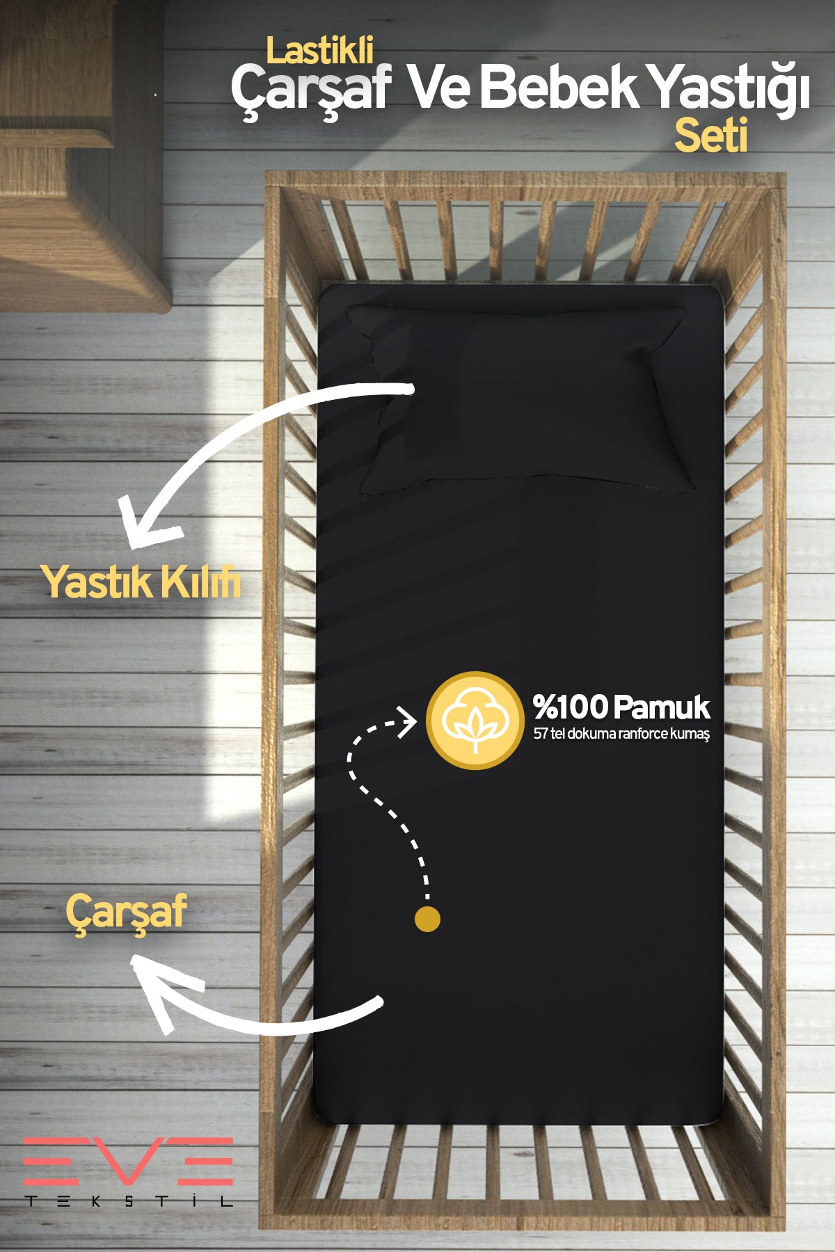 Bebek & Çocuk Antialerjik Pamuklu RanForce Lastikli Çarşaf ve Yastık Kılıfı Takımı