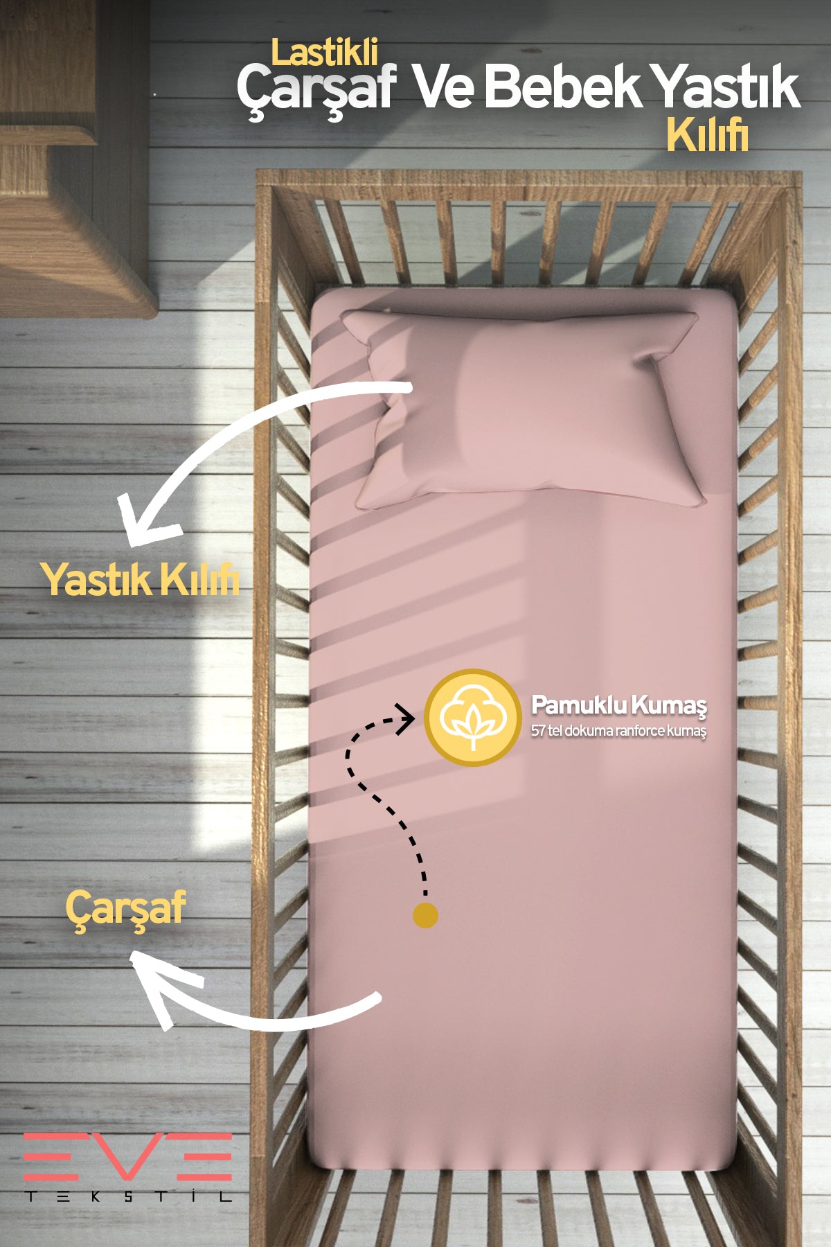 Bebek & Çocuk Antialerjik Pamuklu RanForce Lastikli Çarşaf ve Yastık Kılıfı Takımı