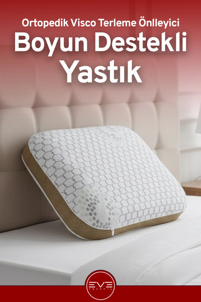 Boyun Destekli Terleme Önleyici Gelato Serisi Fermuarlı Ortopedik Visco YastıkKılıflı Antialerjik Ortopedik Visco Yastık 40x65 Cm