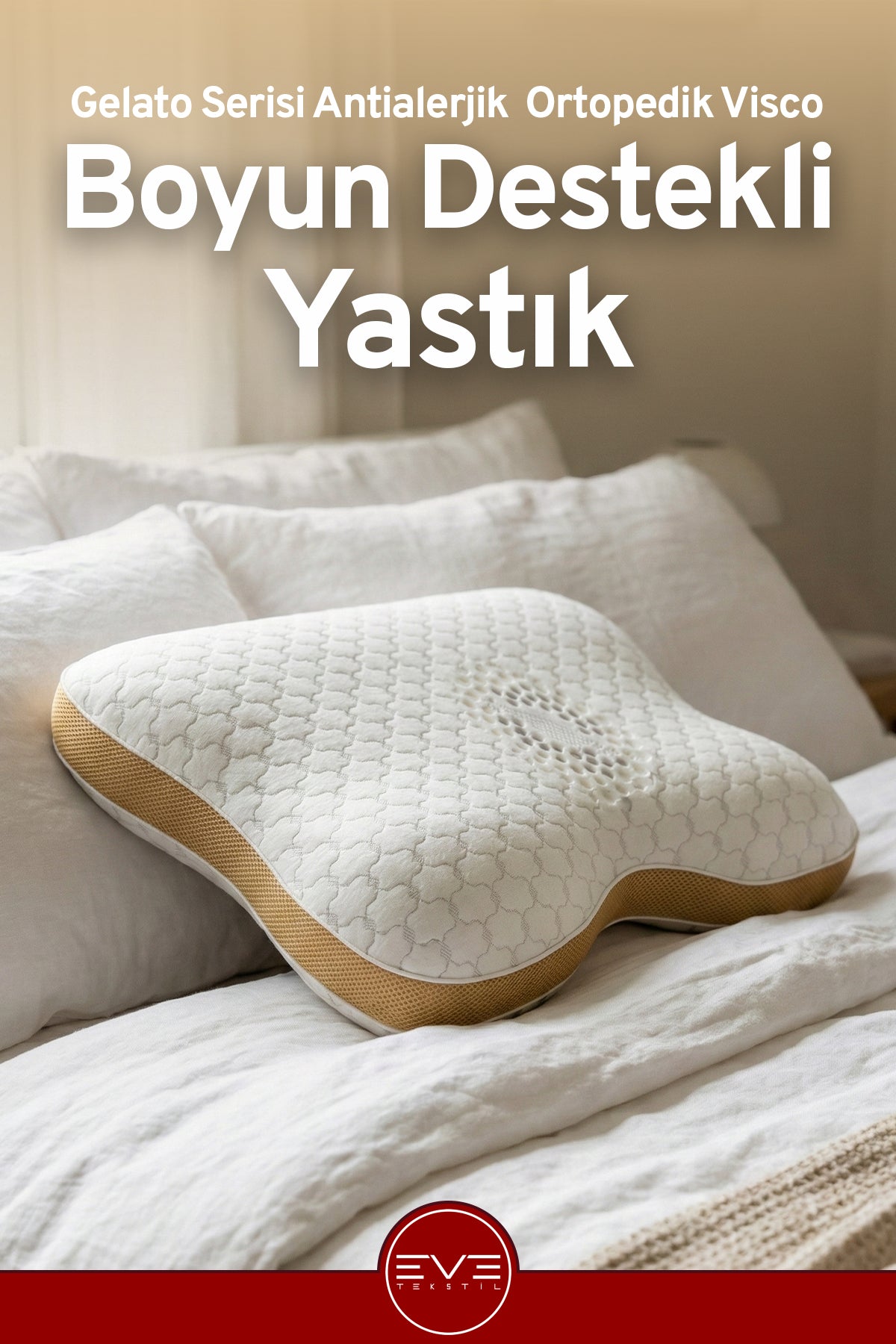 Gelato Serisi Boyun Destekli Gold Antialerjik Ortopedik Visco Yastık