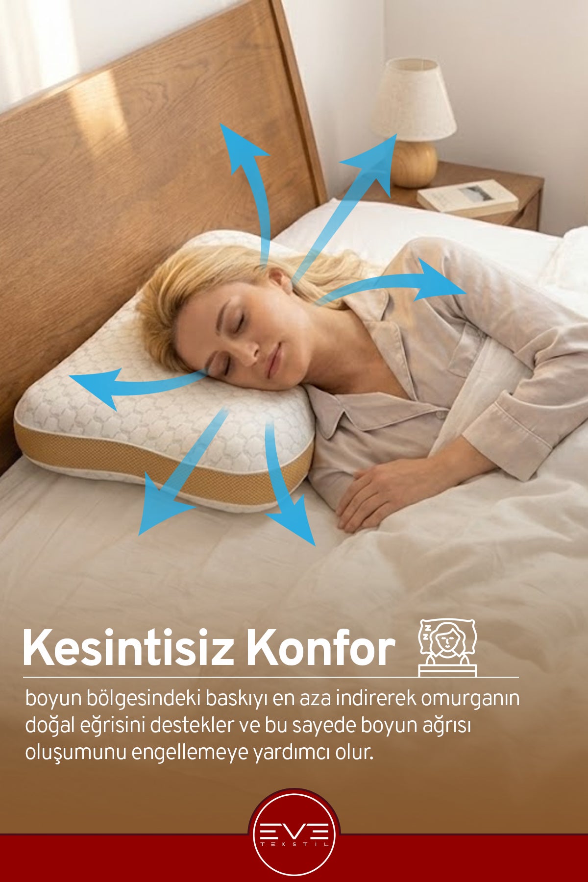 Gelato Serisi Boyun Destekli Gold Antialerjik Ortopedik Visco Yastık