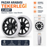 Çok Amaçlı Lüks Ses Yapmaz Pazar Arabası Tekerliği 17 Cm