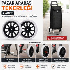 Çok Amaçlı Lüks Ses Yapmaz Pazar Arabası Tekerliği 17 Cm