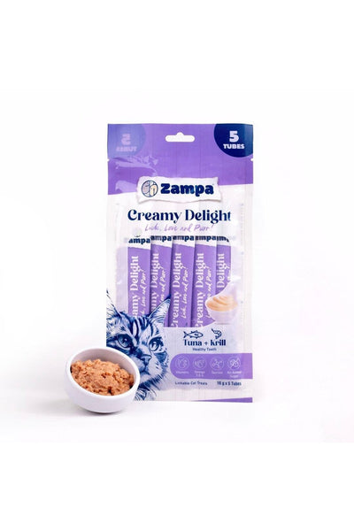 Creamy Delight Ton Balıklı & Krill Kedi Krema Ödül Maması 16g x 5 – Lezzetli Yumuşak Kedi Ödülü