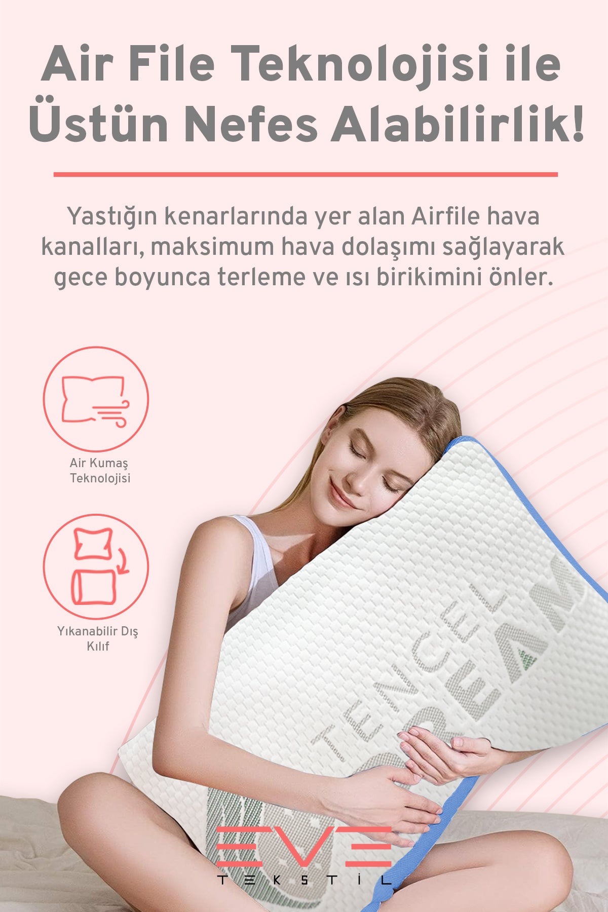 Air File Kumaşlı Visco Dream Hava Alabilen Ortopedik Yastık