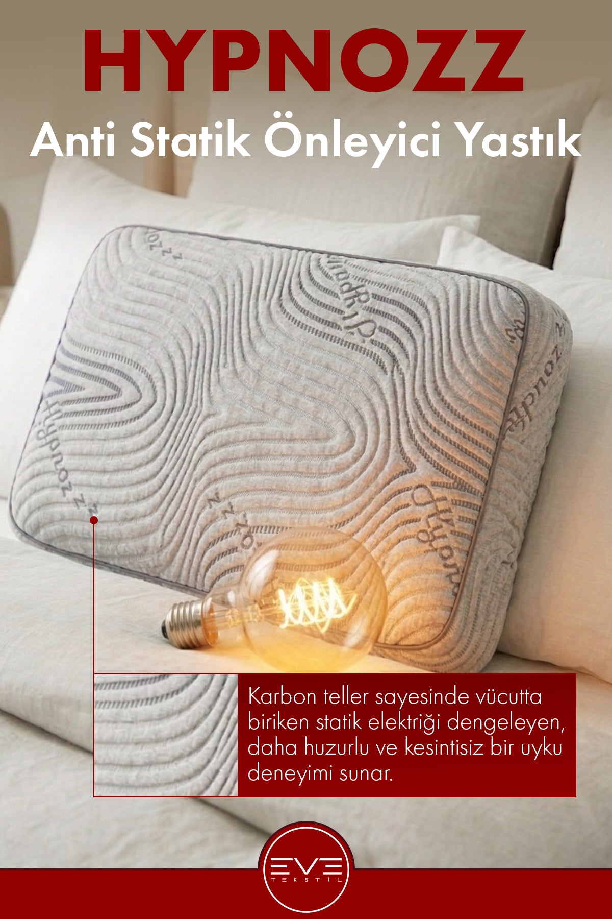 Hypnozz Anti Statik Visco Boyun Destekli Yastık 40*60*12