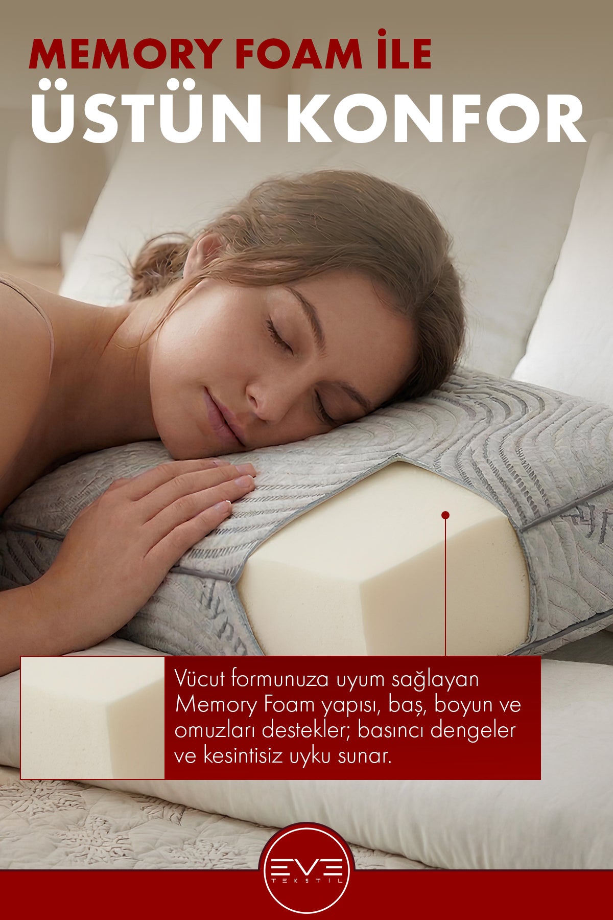 Hypnozz Anti Statik Visco Boyun Destekli Yastık 40*60*12