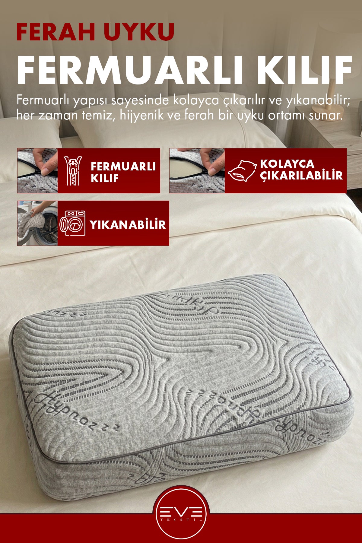 Hypnozz Anti Statik Visco Boyun Destekli Yastık 40*60*12