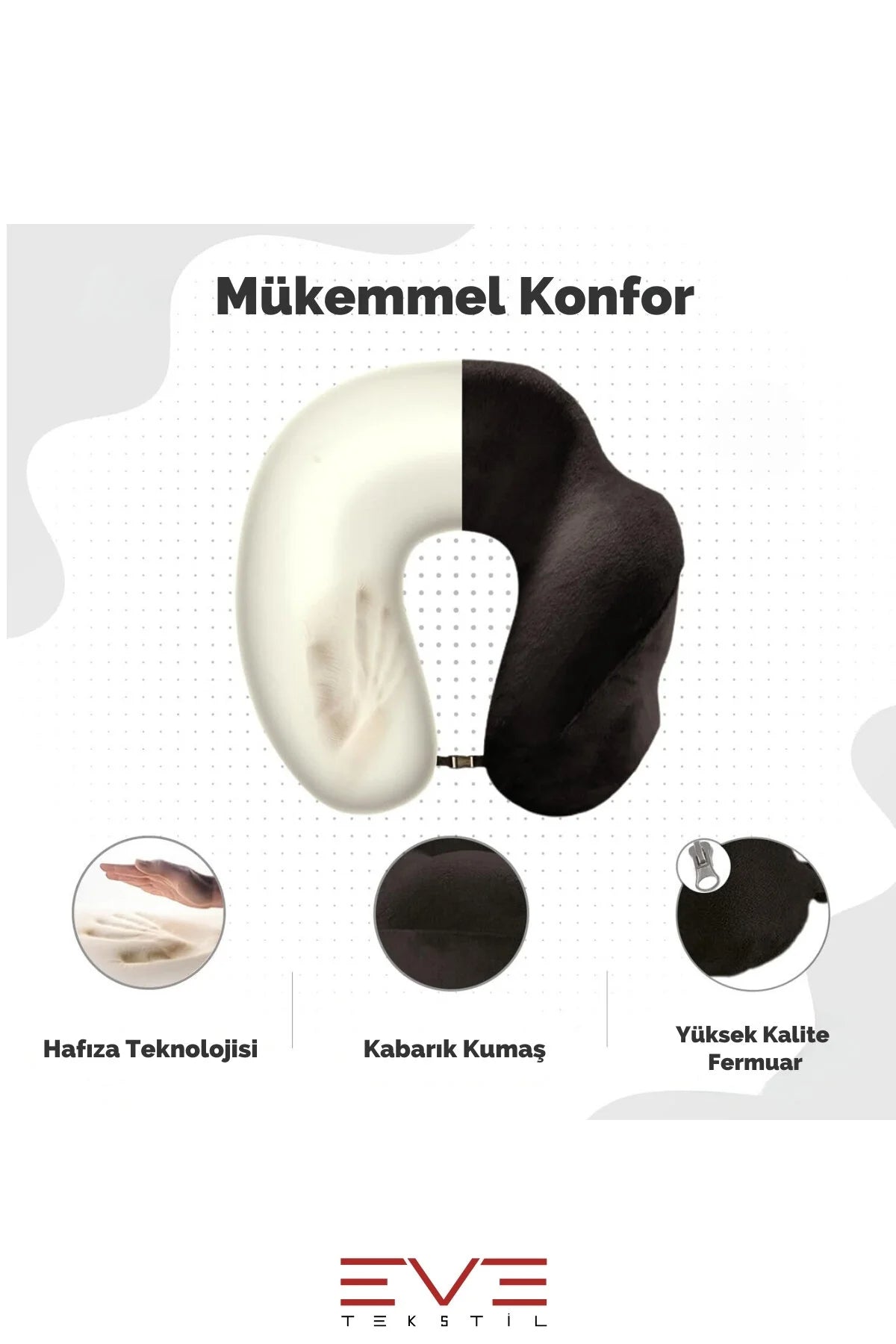 Ortopedik Boyun Yastığı Visco Boyun Destekli Seyahat Yastığı Hipoalerjik